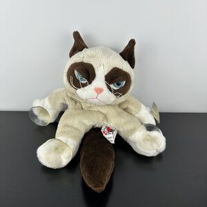 Ganz Grumpy Cat Window Cling 10” Suction Cups Tabby Kitty Plush Stuffed Animal